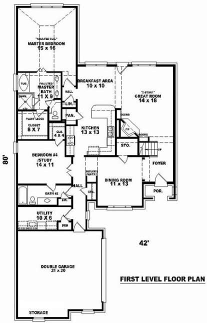 Floorplan 1 for House Plan #053-00797