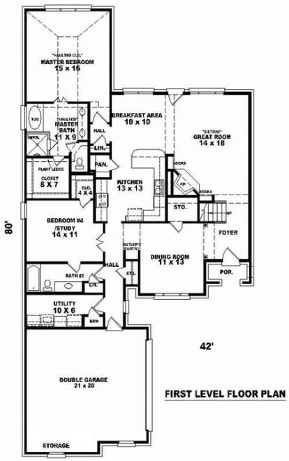Floorplan 1 for House Plan #053-00798