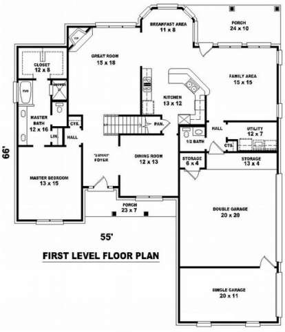 Floorplan 1 for House Plan #053-00799