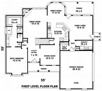Floorplan 1 for House Plan #053-00800
