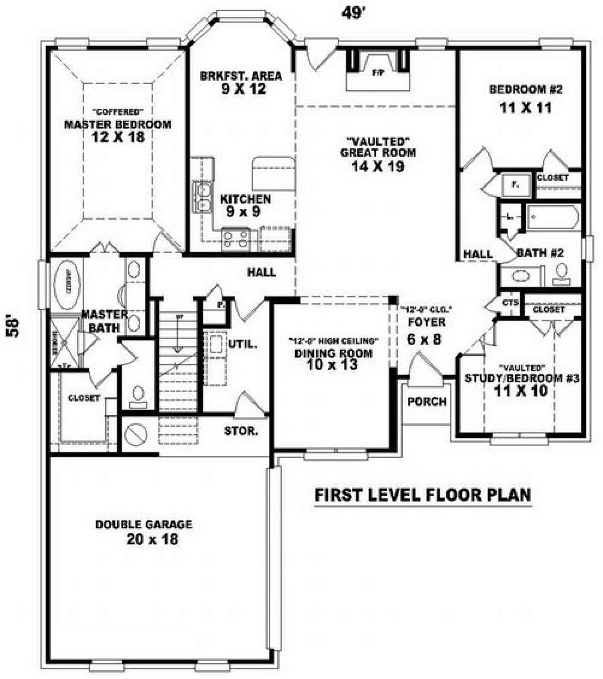 Floorplan 1 for House Plan #053-00803