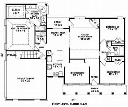 Floorplan 1 for House Plan #053-00804