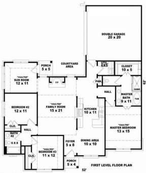 Floorplan 1 for House Plan #053-00807