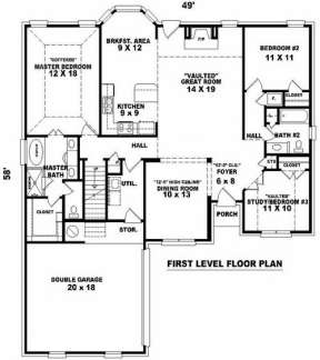 Floorplan 1 for House Plan #053-00808