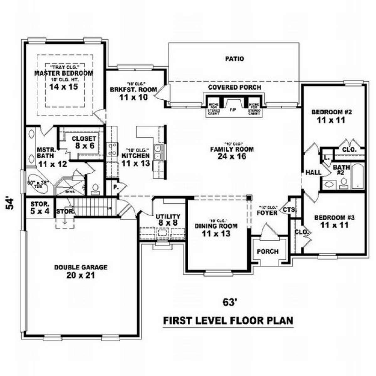 Floorplan 1 for House Plan #053-00812