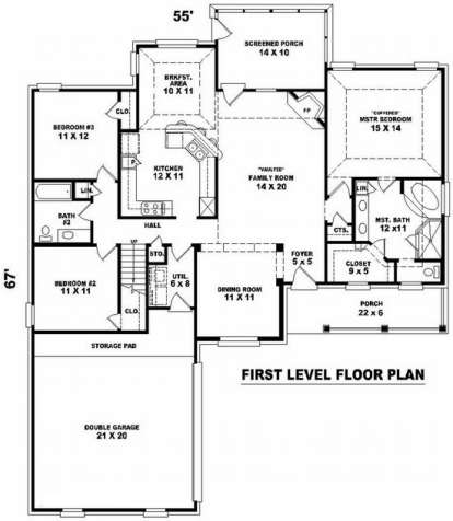 Floorplan 1 for House Plan #053-00814