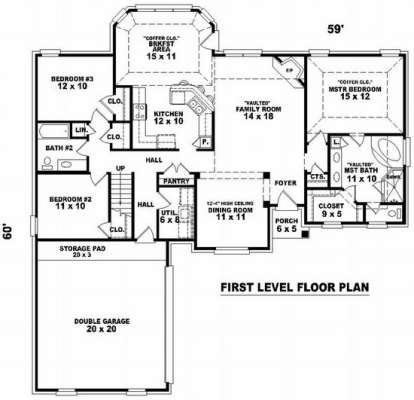 Floorplan 1 for House Plan #053-00818