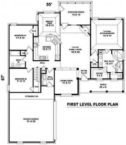 Floorplan 1 for House Plan #053-00819