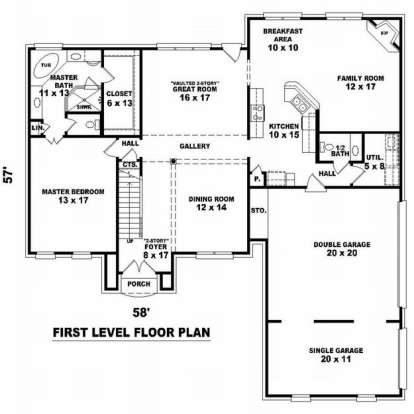Floorplan 1 for House Plan #053-00823