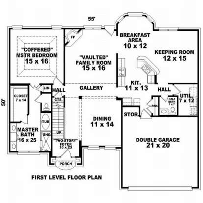 Floorplan 1 for House Plan #053-00825