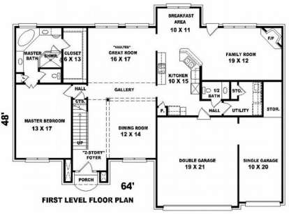 Floorplan 1 for House Plan #053-00827