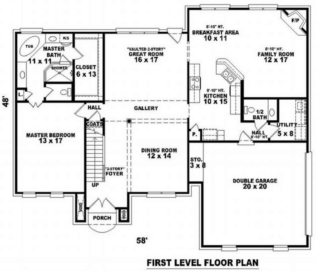Floorplan 1 for House Plan #053-00828