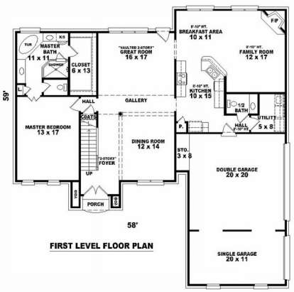 Floorplan 1 for House Plan #053-00834