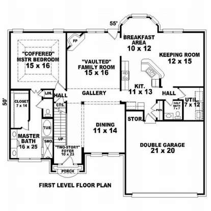 Floorplan 1 for House Plan #053-00840