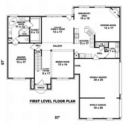 Floorplan 1 for House Plan #053-00842
