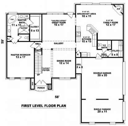 Floorplan 1 for House Plan #053-00844