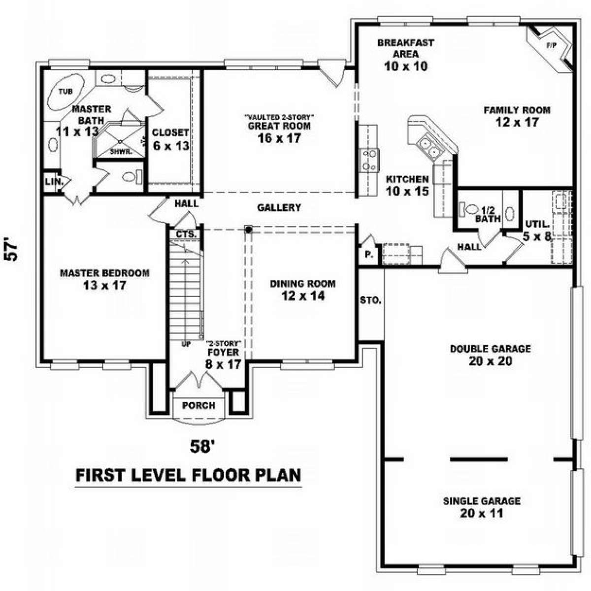 Floorplan 1 for House Plan #053-00847