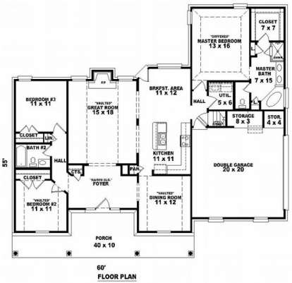 Floorplan 1 for House Plan #053-00858