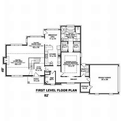 Floorplan 1 for House Plan #053-00866