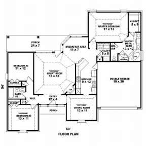 Floorplan 1 for House Plan #053-00876