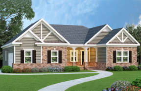 Ranch House Plan #009-00058 Elevation Photo