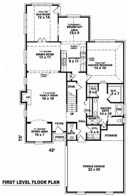 Floorplan 1 for House Plan #053-00883