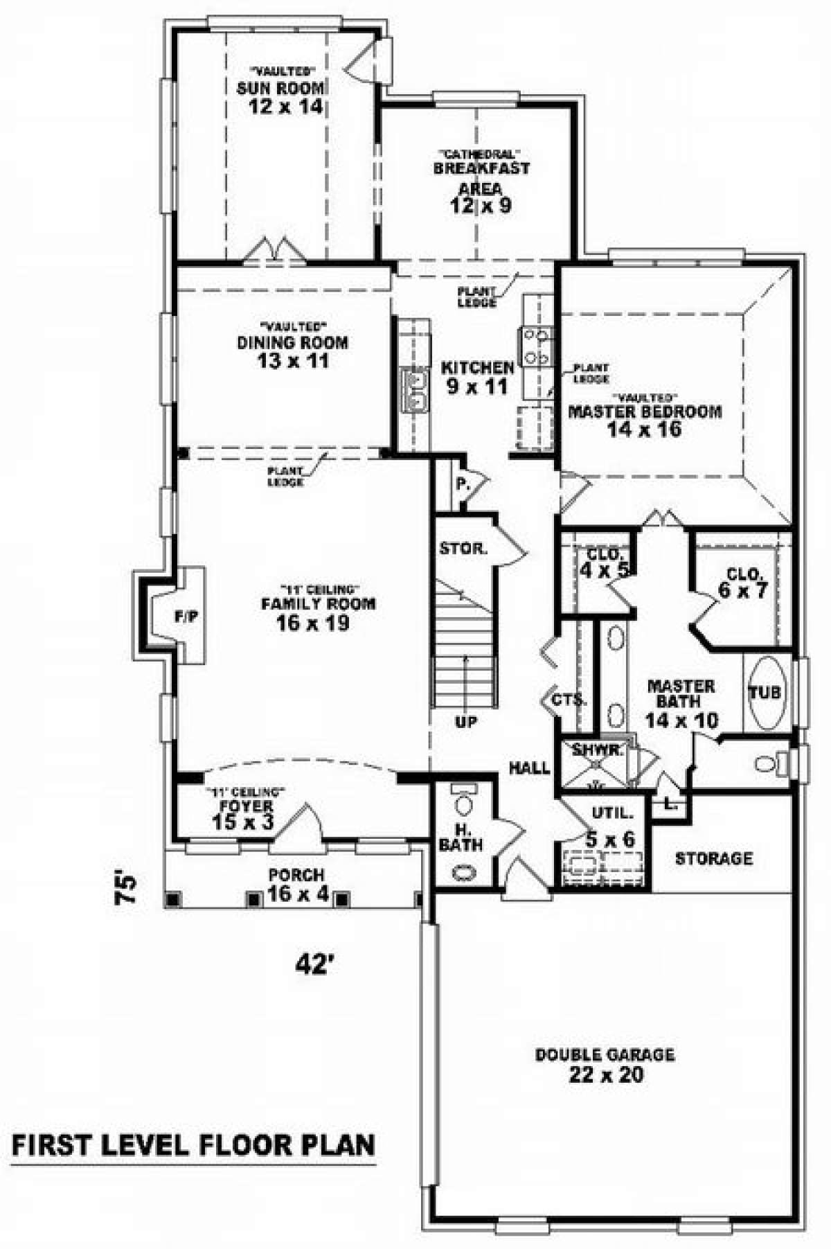 Floorplan 1 for House Plan #053-00884