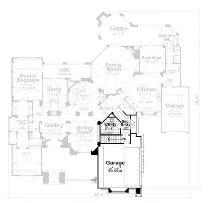 Main Floor w/ Basement Stair Location for House Plan #402-01075