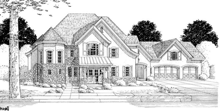 French Country House Plan #402-01092 Elevation Photo