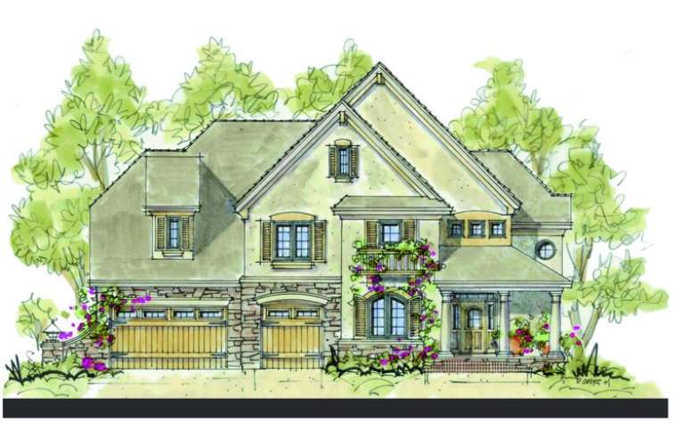 French Country House Plan #402-01098 Elevation Photo
