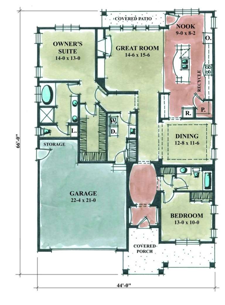 Traditional Plan - 1,892 Square Feet, 2 Bedrooms, 2 Bathrooms | Floor ...