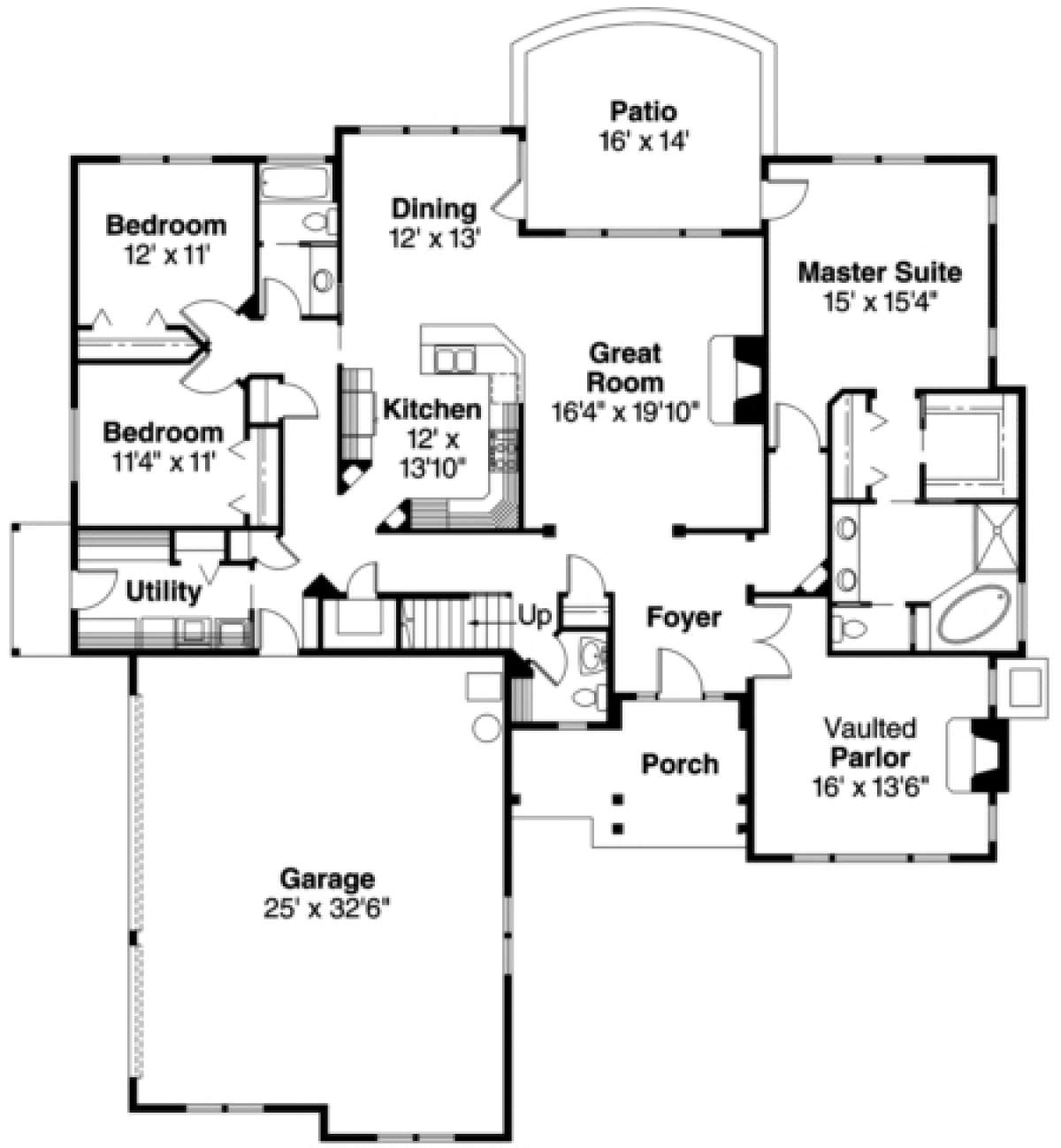Floorplan 1 for House Plan #035-00120
