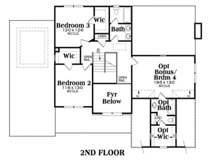 Second Floor for House Plan #009-00061