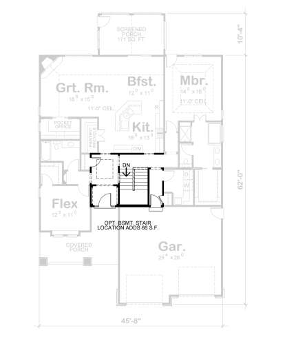 Main Floor w/ Basement Stairs Location for House Plan #402-01374