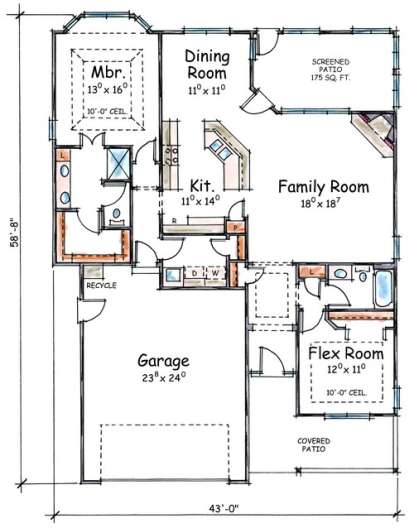 Floorplan 1 for House Plan #402-01375