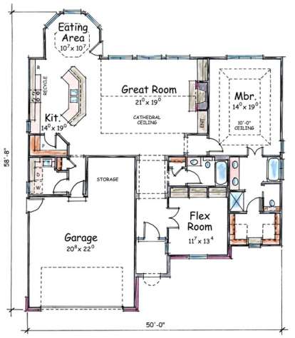 Floorplan 1 for House Plan #402-01383