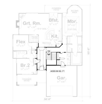 Main Floor w/ Basement Stairs Location for House Plan #402-01385