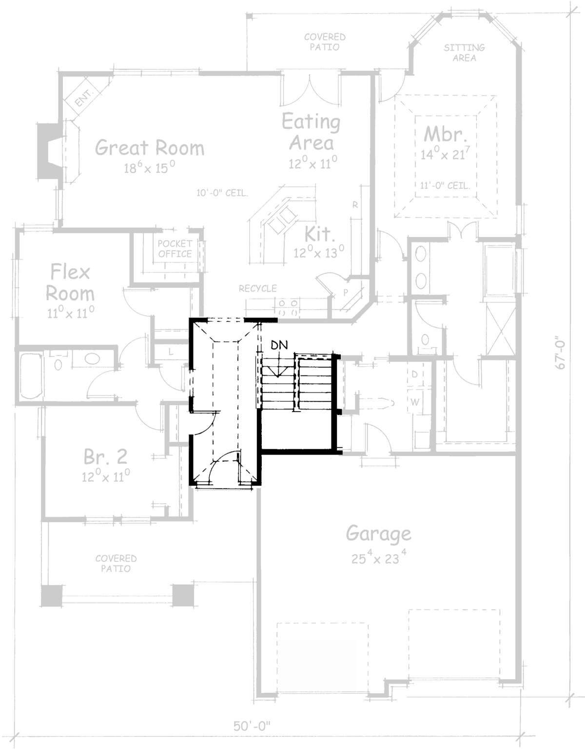 Main Floor w/ Basement Stairs Location for House Plan #402-01386