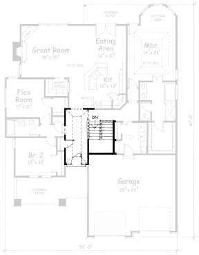 Main Floor w/ Basement Stairs Location for House Plan #402-01386