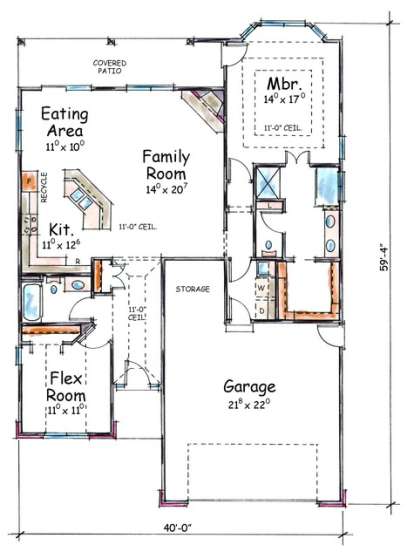 Floorplan 1 for House Plan #402-01387