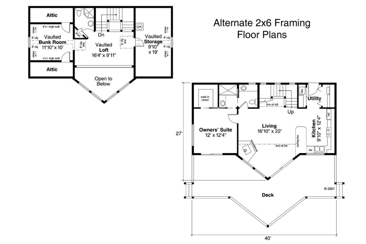 Alternate Floors w/ 2x6 Framing for House Plan #035-00142