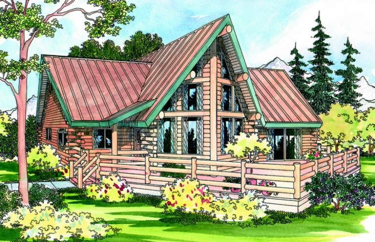 Cabin House Plan #035-00143 Elevation Photo