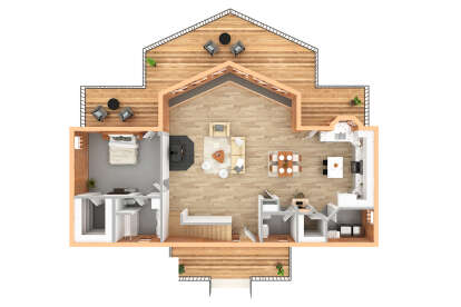 Overhead First Floor for House Plan #035-00146