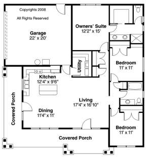 Floorplan 1 for House Plan #035-00156