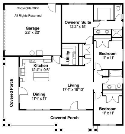 Floorplan 1 for House Plan #035-00156