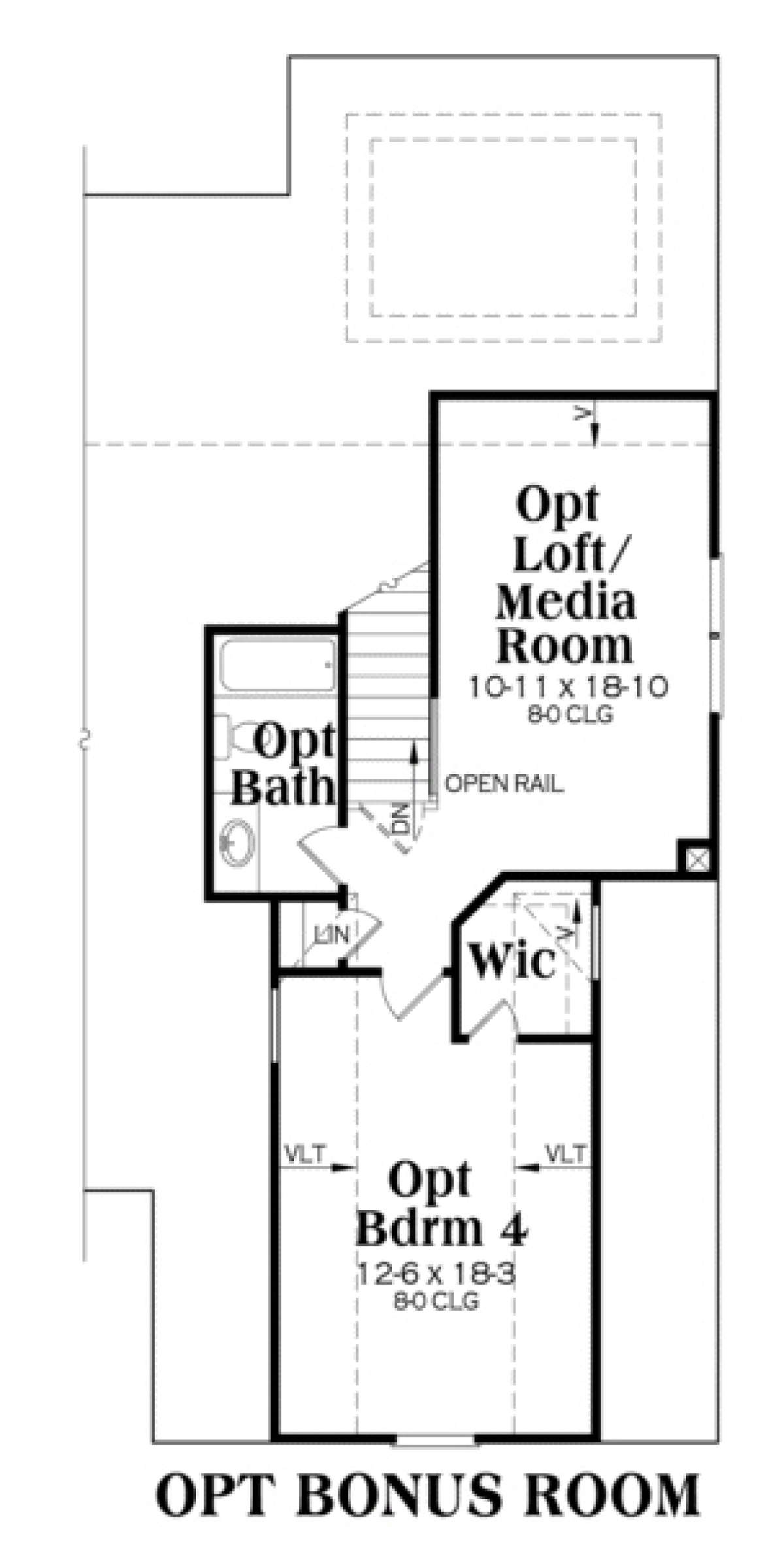 Opt Bonus Room for House Plan #009-00064
