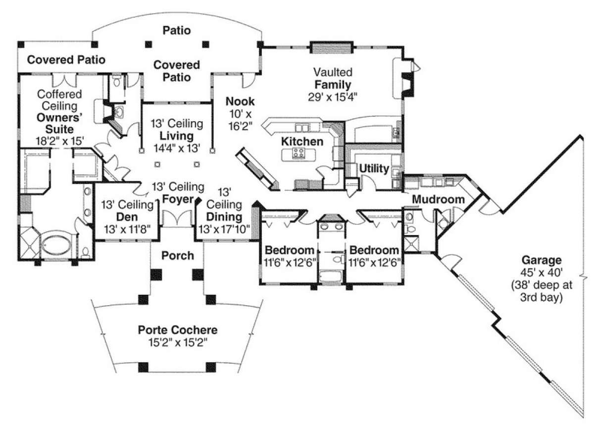 Floorplan 1 for House Plan #035-00159