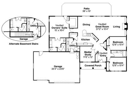 Main Floor  for House Plan #035-00165