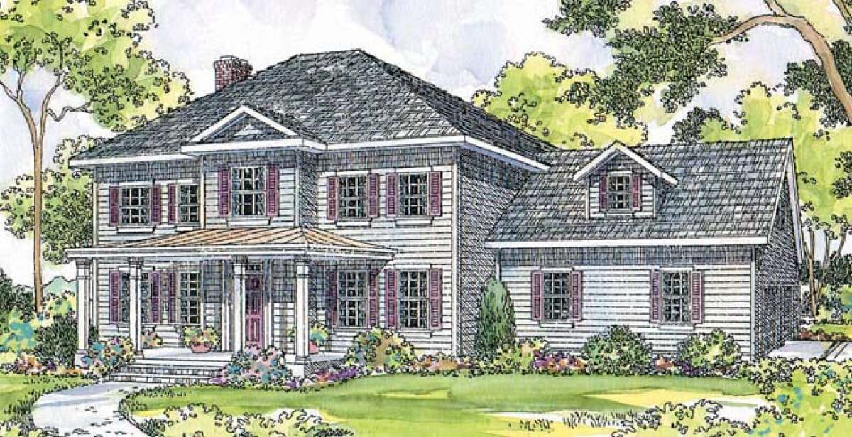 Colonial House Plan #035-00166 Elevation Photo
