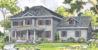 Colonial House Plan #035-00166 Elevation Photo